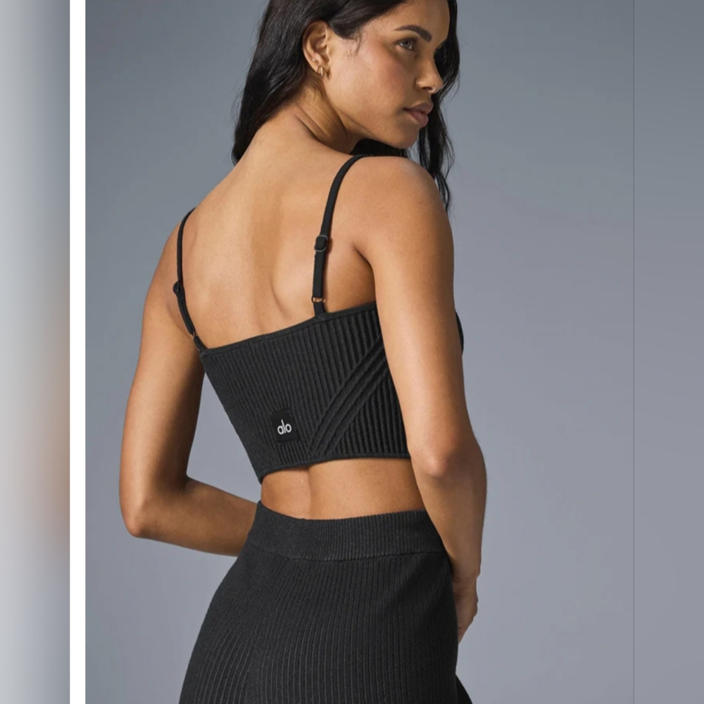 SOLD!!!!!  Alo Denim Knit Garter Tank In Black Size Medium - Picture 9 of 9